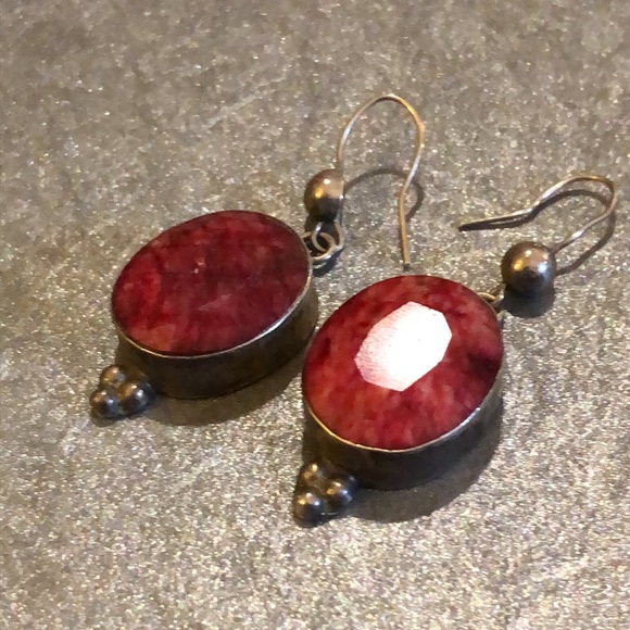 Kashmir Raw Ruby Earrings - Picture 6 of 11